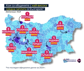 Козлодуй излиза на първо място по заплати, Челопеч и столицата допълват челната тройка